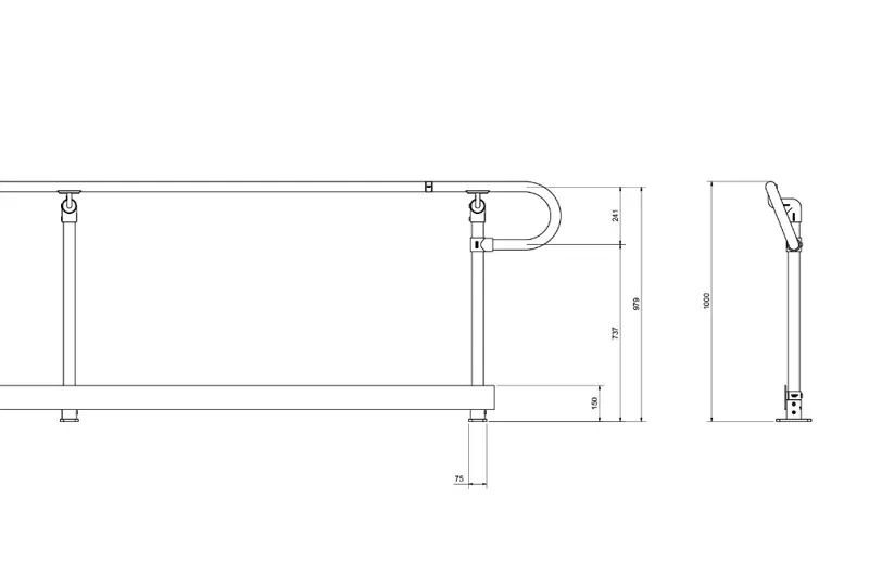 Interclamp® Safety Post 5050 - DDA Assist Inline 3 Rail Handrail - Top ...