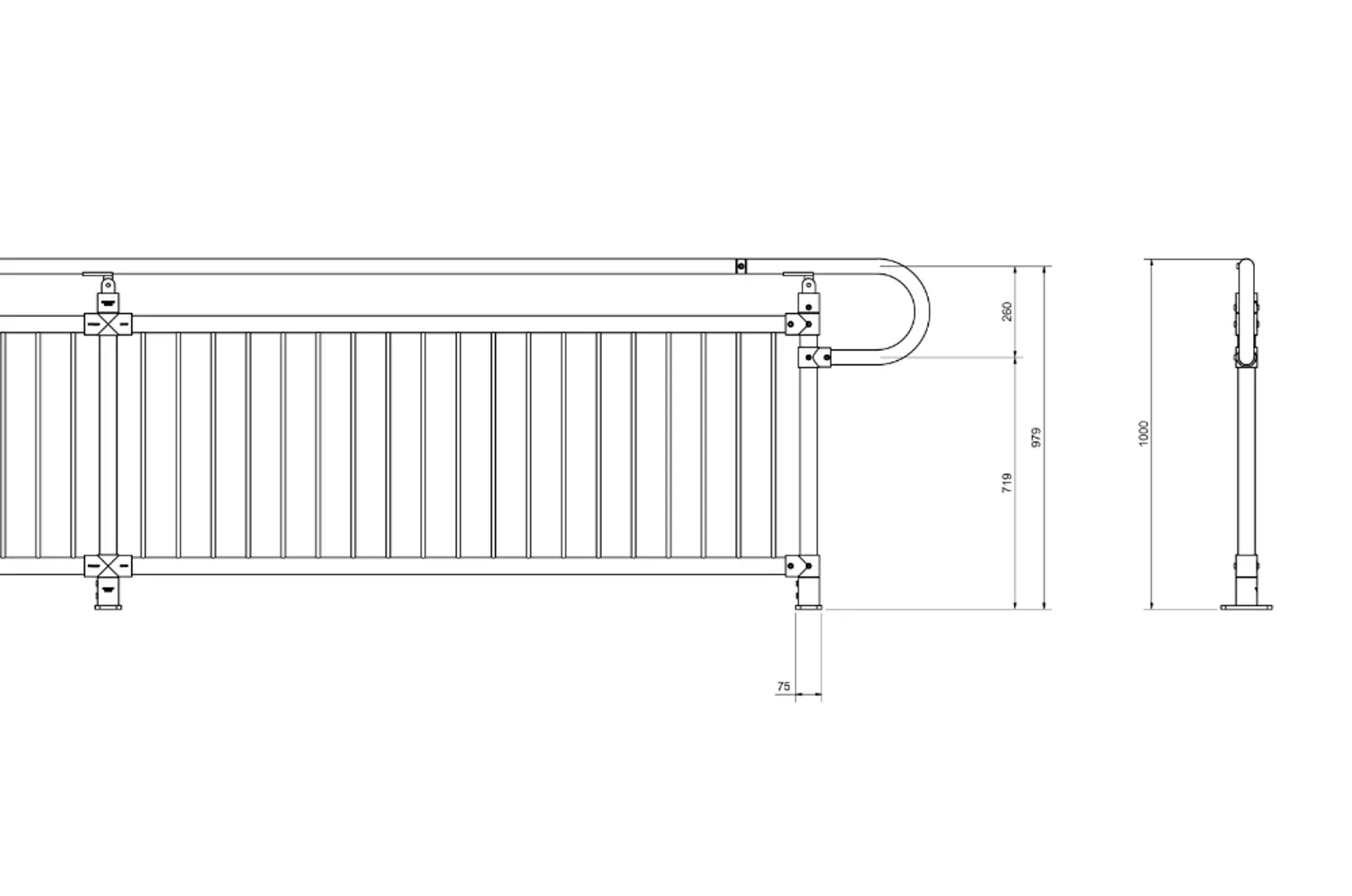 Interclamp® Safety Post 8030 - DDA Assist Barrier System - With Inline ...