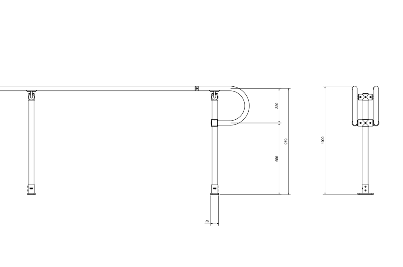 Interclamp® Safety Post 5160 - DDA Assist Double Offset Handrail - Top ...